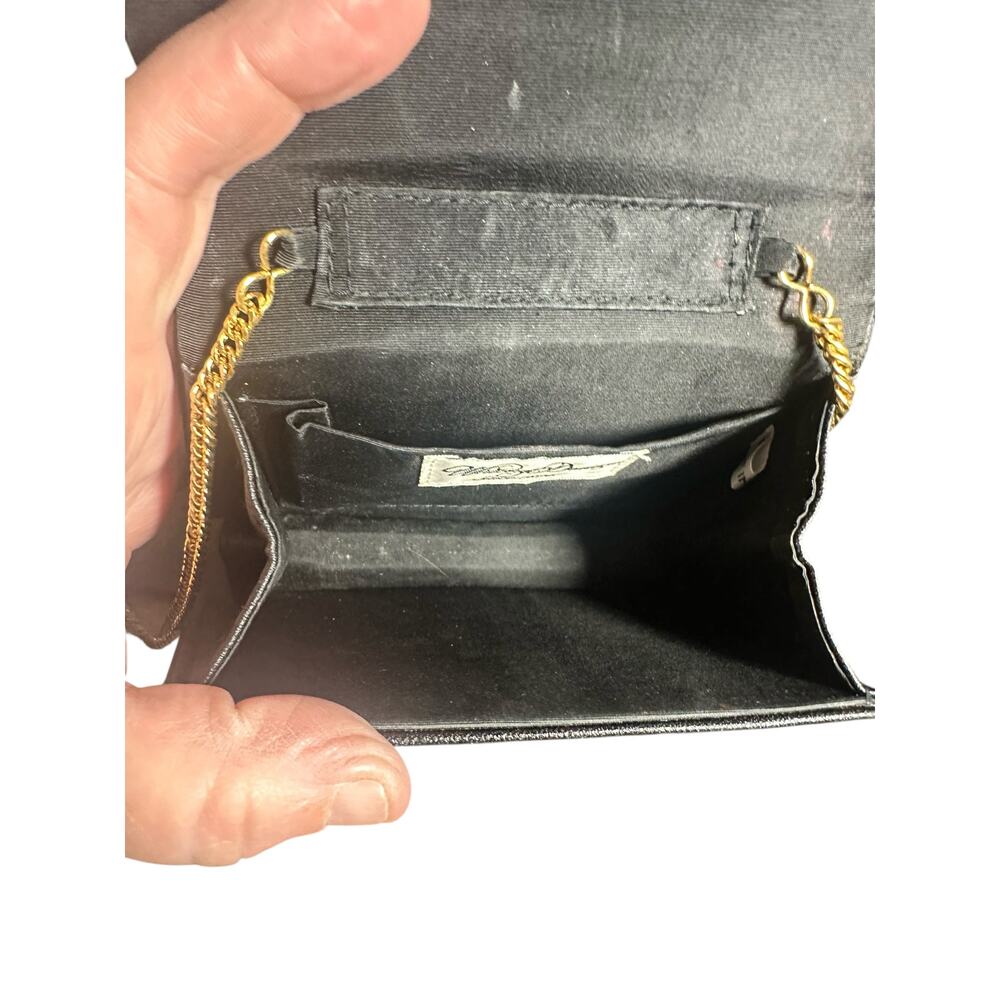 Vintage Whiting & Davis Purse Black Metal Mesh Flap Clutch Handbag chain strap - Picture 5 of 9